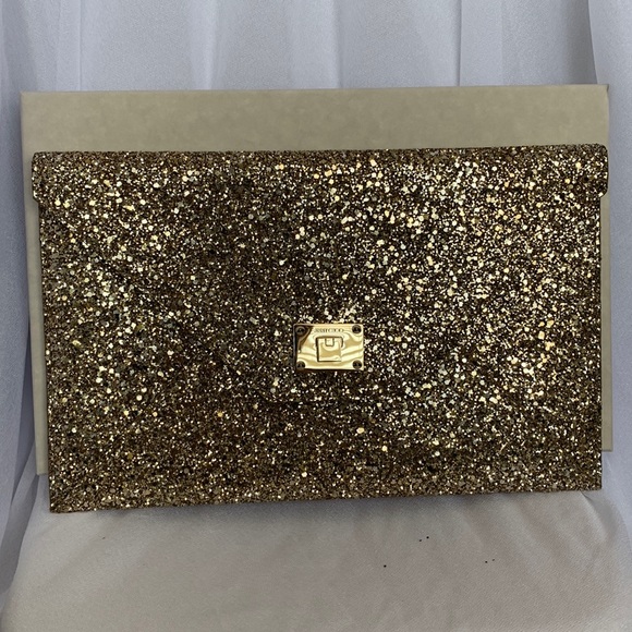 Jimmy Choo Handbags - Brand New Jimmy Choo Rosetta Clutch Gold Glitter